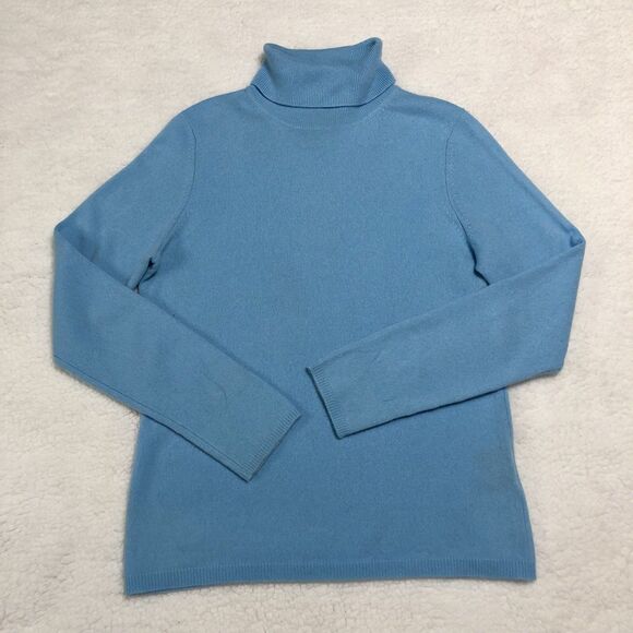 Sutton Studio Cashmere Turtleneck Sweater Women's Large Blue Minimalist Cozy - Picture 4 of 11